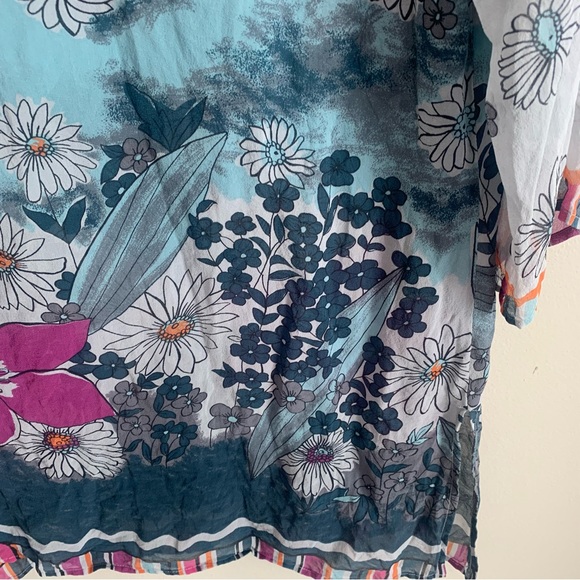 Coldwater Creek 100% Silk Floral Striped Tunic Top - Picture 8 of 12